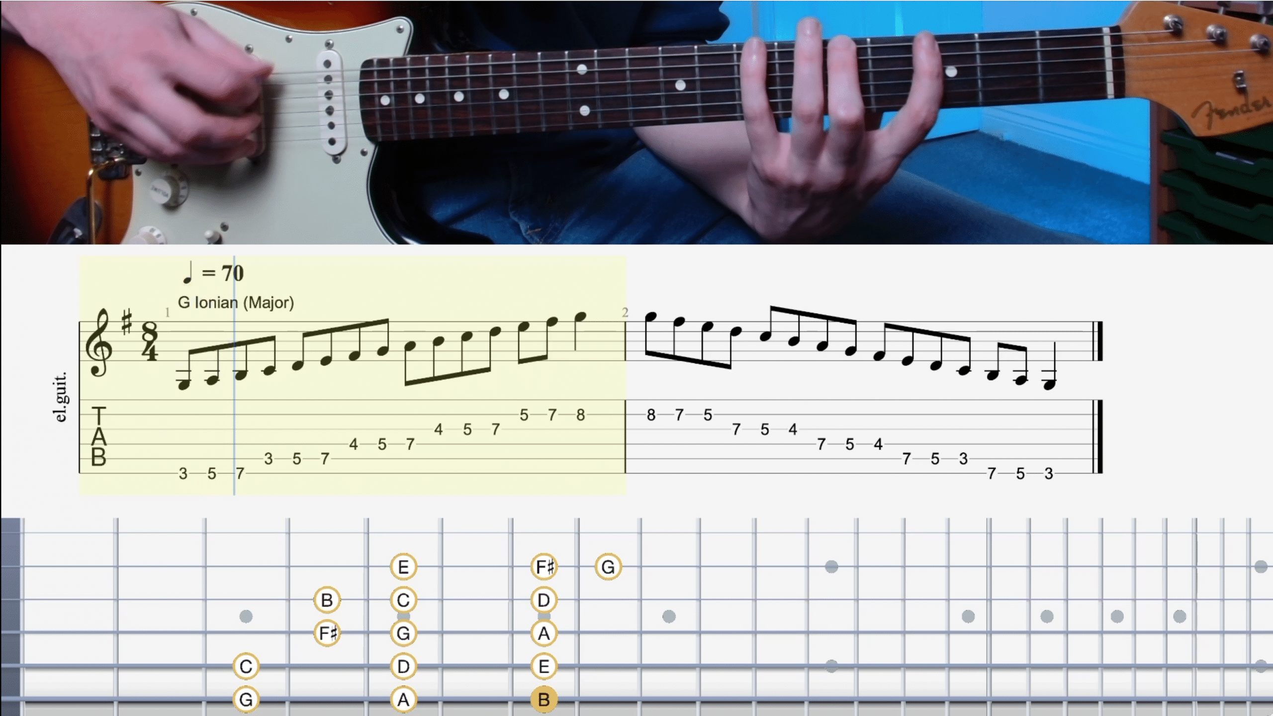 Beginner Three Note String Major Scale